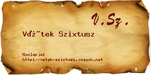 Vétek Szixtusz névjegykártya